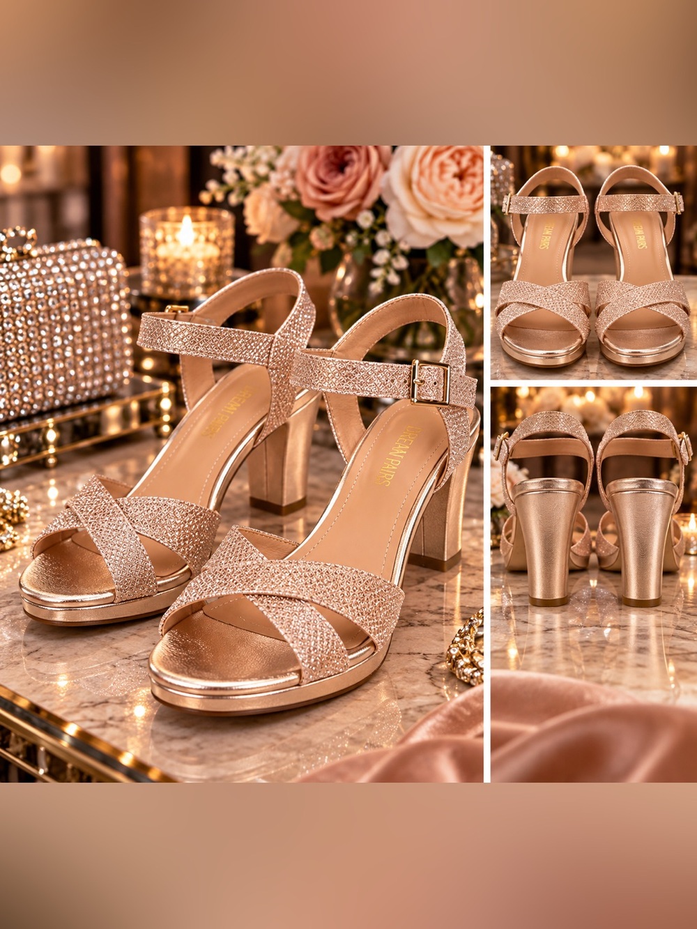 DREAM PAIRS Chunky Heel Ankle Strap Sandals GUC